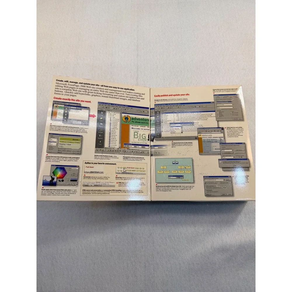 Microsoft FrontPage 2000 Windows Web Site Creation Tool Vintage Big Box CD-ROM